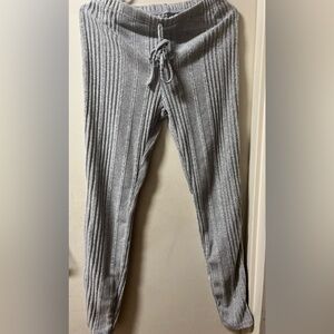 Cozy Gray Ribbed Knit Pants